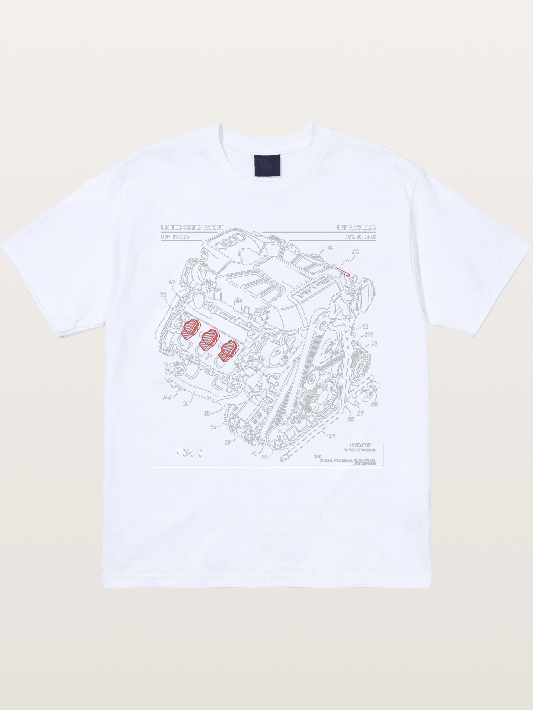V6 TFSI Audi Powertrain Patent Drawing Gildan T-shirt