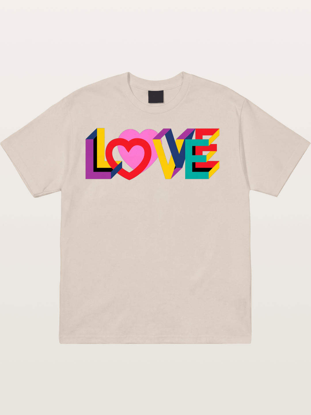 3D Love Typography With Heart Cotton T-shirt