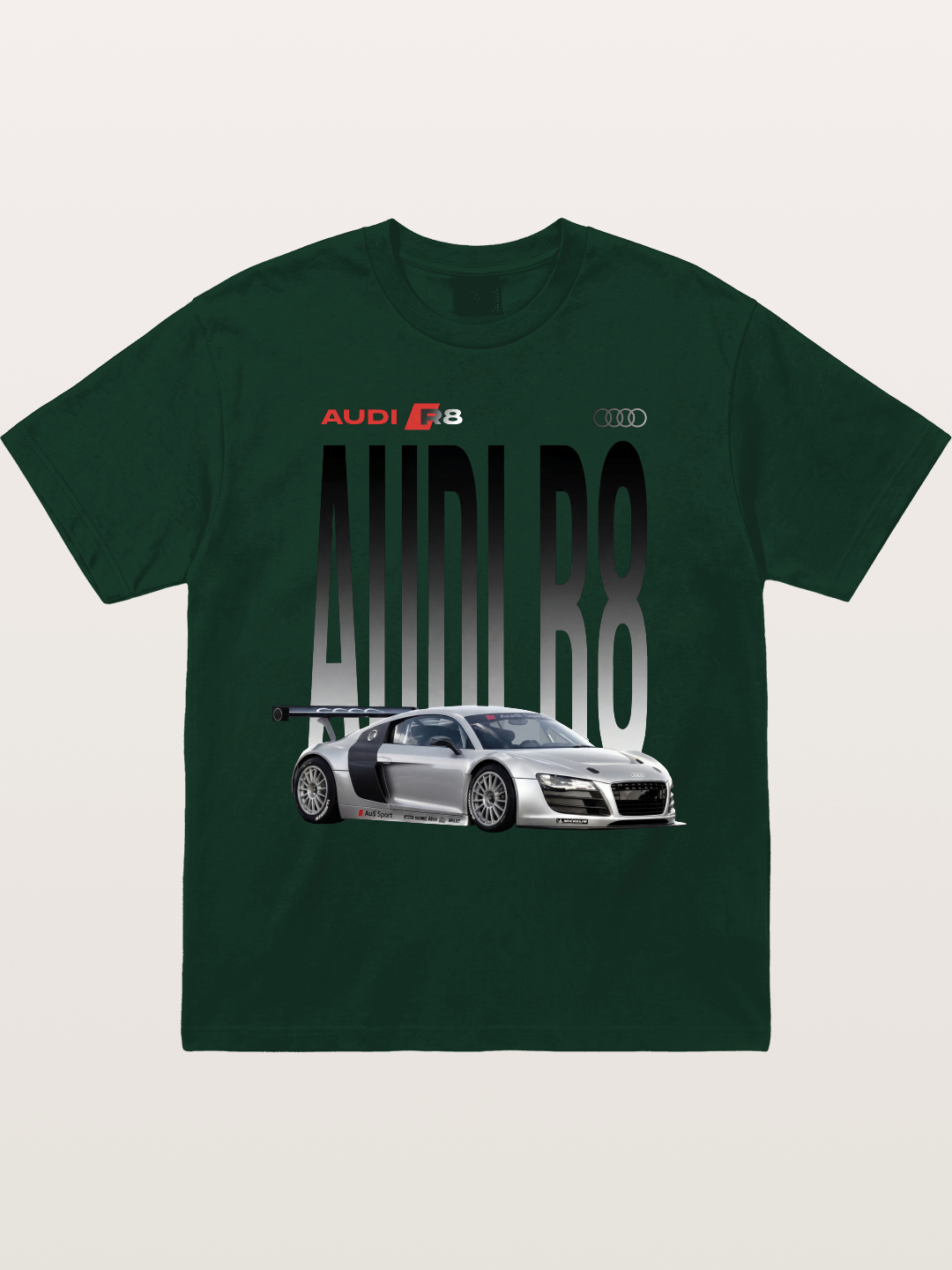 Silver Audi R8 GT3 Front Side View Gildan T-shirt