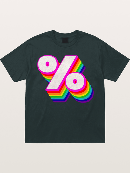 Rainbow Stacked Percent Symbol Pride Gildan T-shirt