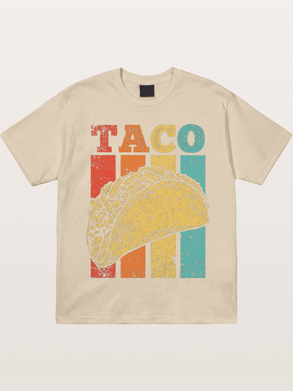 Vintage Taco Retro Stripes Food Gildan T-shirt