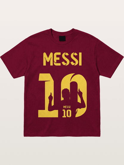 Messi No.10 Gold Silhouette Gildan T-shirt