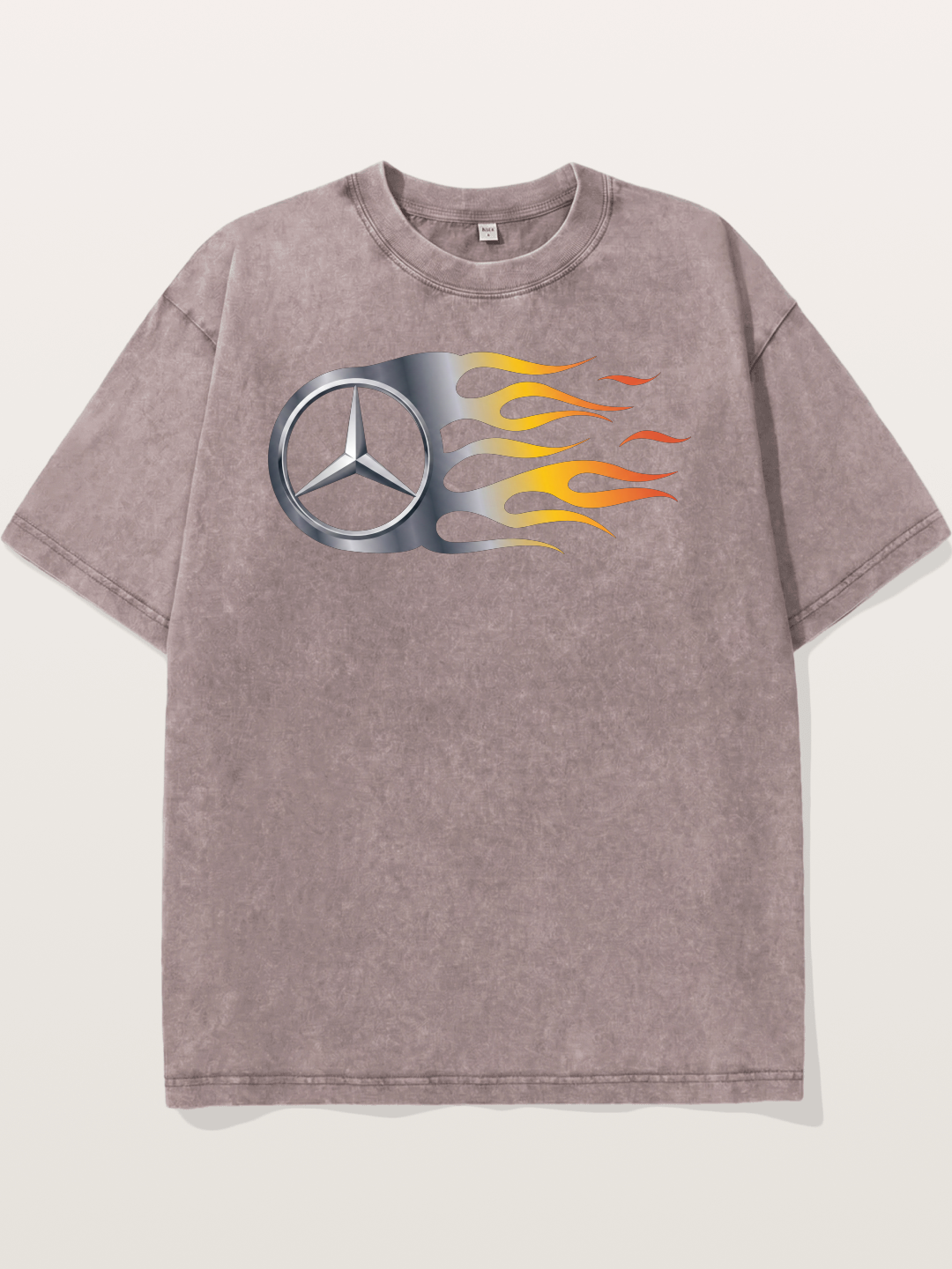 Mercedes Star With Flame Design Washed T-shirt