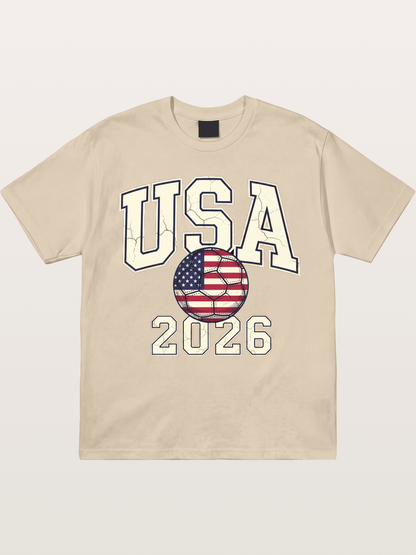 USA 2026 Cracked Letter Soccer Gildan T-shirt