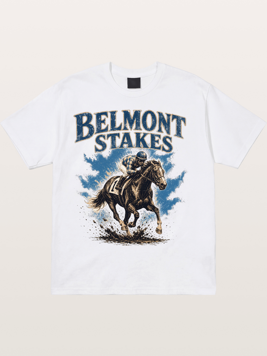 Belmont Stakes Mud Splash Poster Cotton T-shirt.