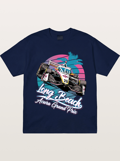 Retro Long Beach Race Graphic Gildan T-shirt