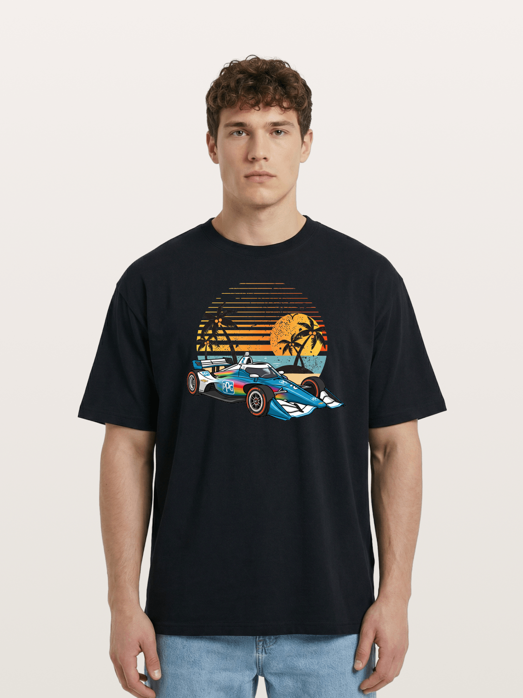 Palm Sunset Indy Car Classic Cotton T-shirt
