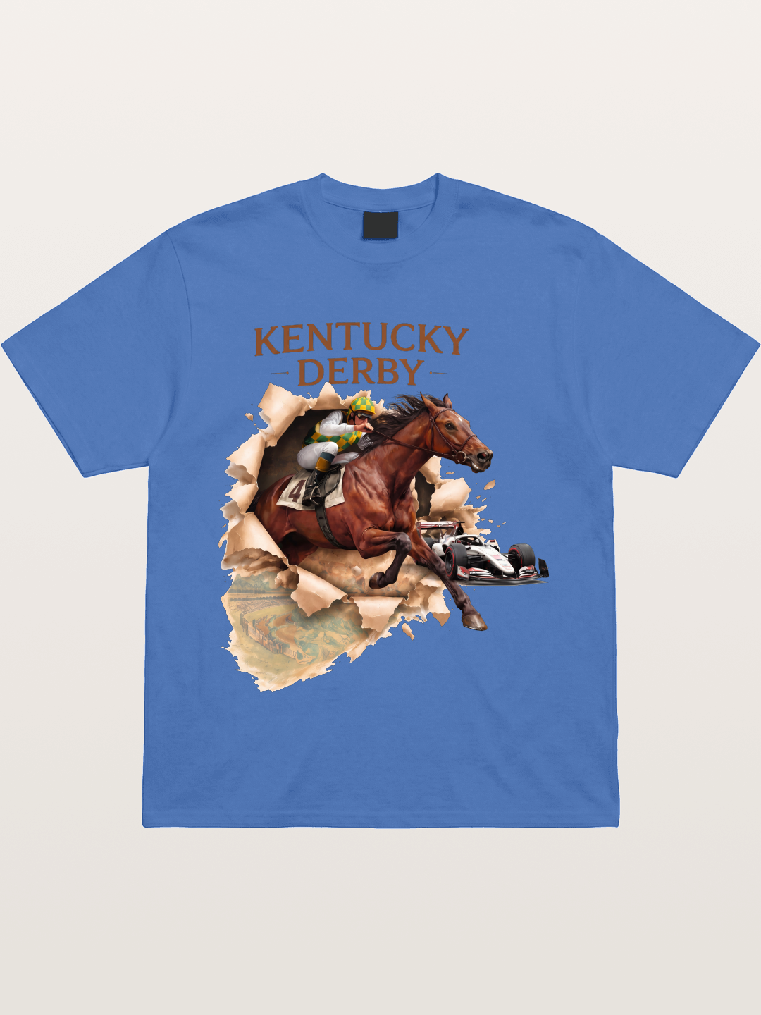 Derby Horse & Race Car Collage Design Gildan T-shirt