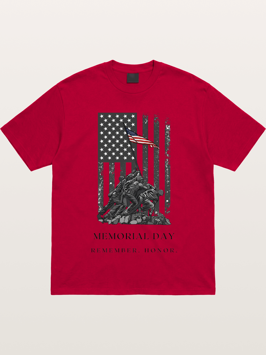 Memorial Day Flag Raising Print Gildan T-shirt