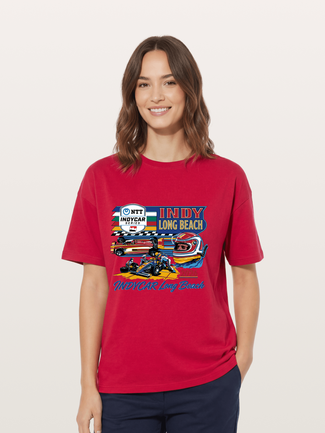 IndyCar Long Beach Vintage Art Gildan T-shirt