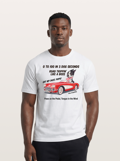 Dog Driving Corvette Road Trip Cotton T-shirt