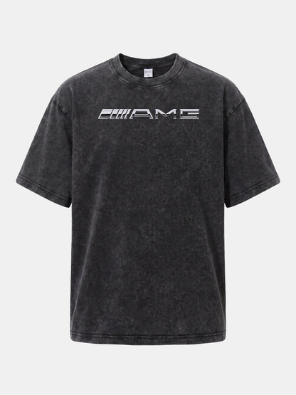 Metallic Finish AMG Three Strip Emblem Washed T-shirt