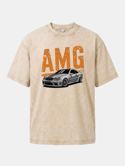 Vintage AMG CLK Coupe Distressed Font Washed T-shirt
