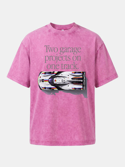 Le Mans Racer Two Garage Quote Washed T-shirt