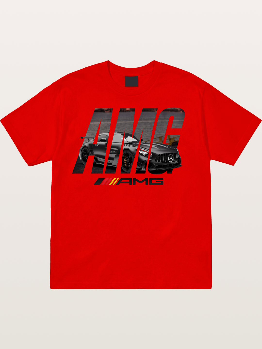 AMG Lettermark Car Print Cotton T-shirt