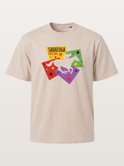 Saratoga Geometric Horse Rider Art Cotton T-shirt