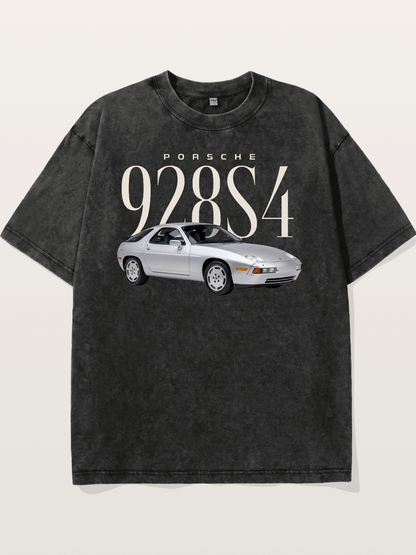 Porsche 928 S4 Silver Coupe Washed T-shirt