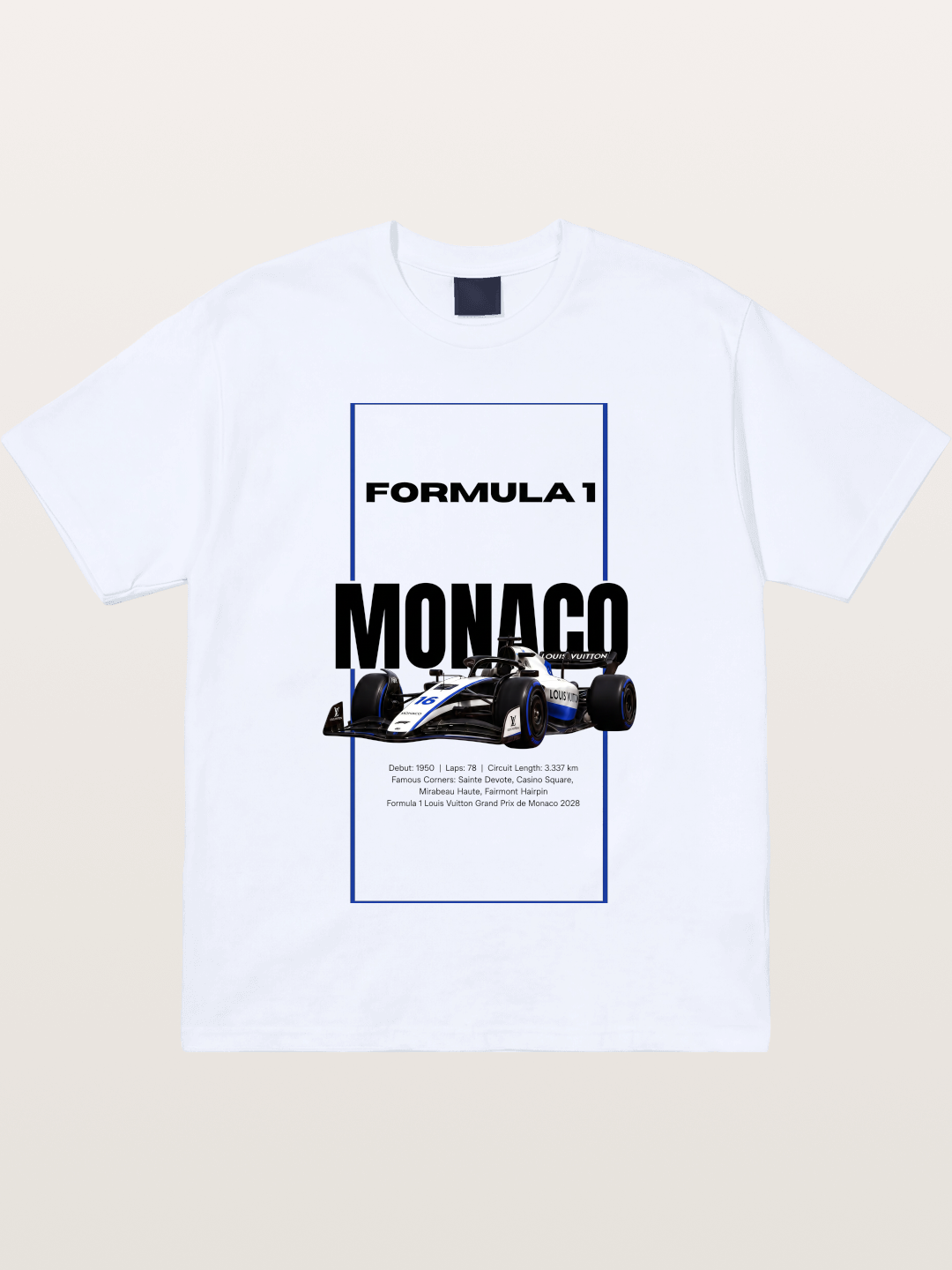 Monaco F1 LV Blue Border Print Gildan T-shirt