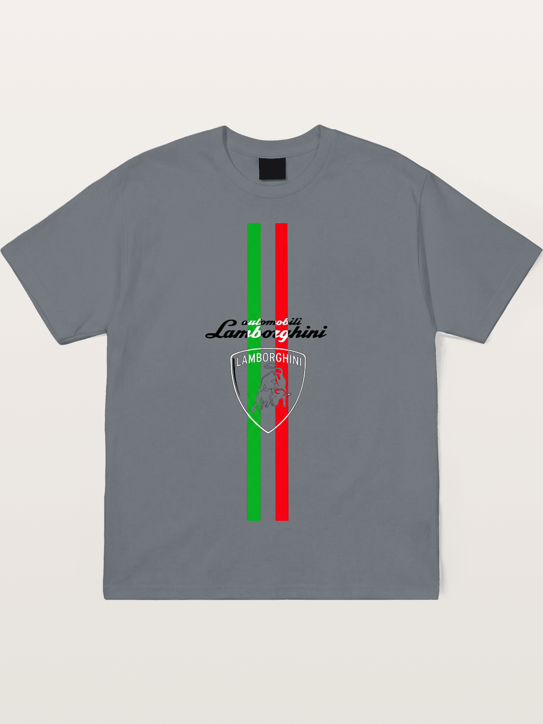 Italian Flag Lamborghini Print Cotton T-shirt