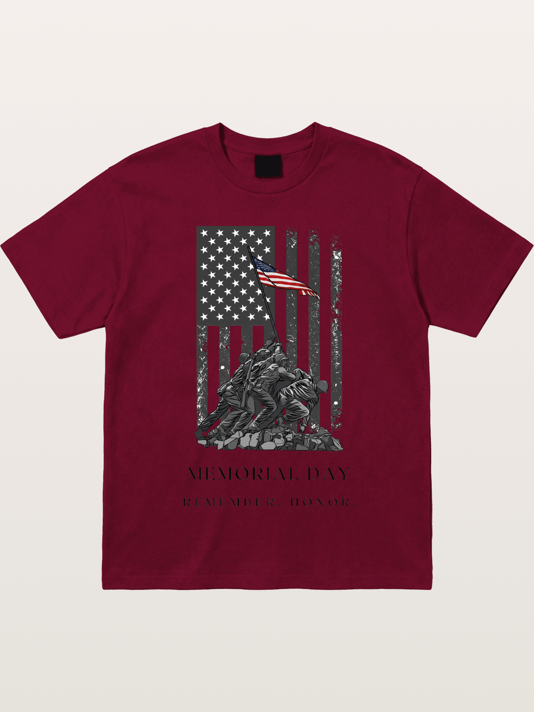 Memorial Day Flag Raising Print Gildan T-shirt