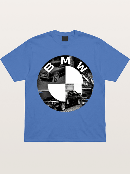 BMW Black White Photo Collage Logo Gildan T-shirt
