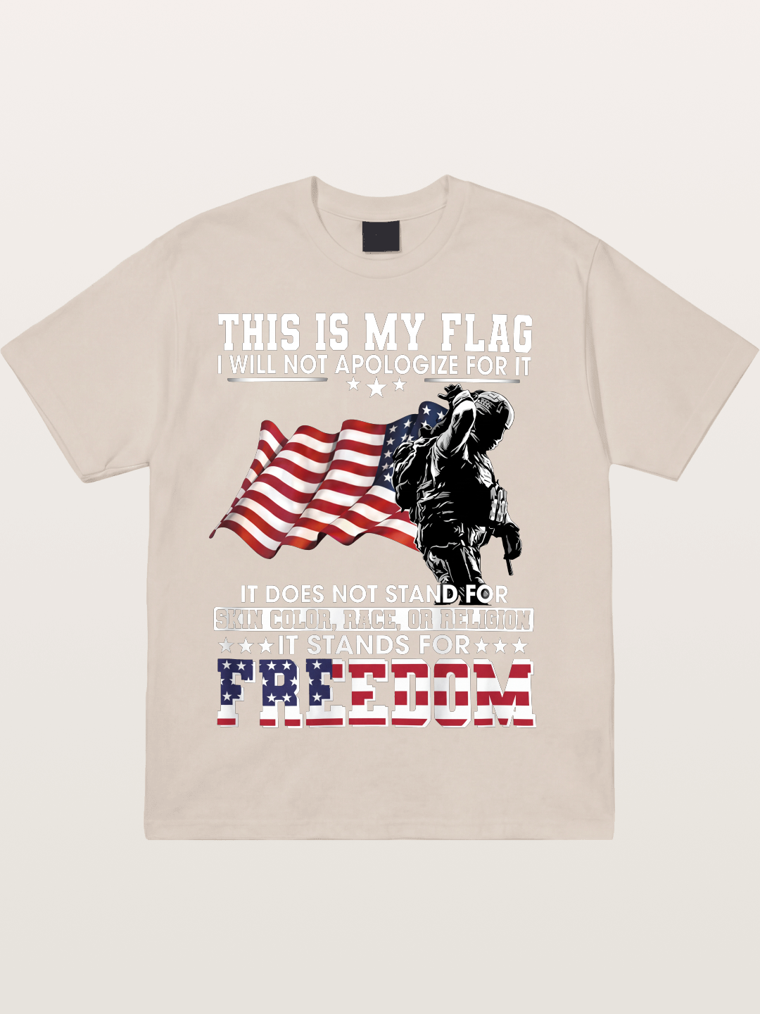 Freedom Soldier American Flag Silhouette Cotton T-shirt