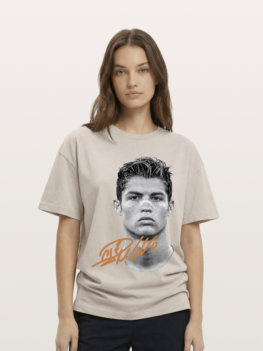 Cristiano Ronaldo Black White Portrait Cotton T-shirt