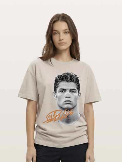 Cristiano Ronaldo Black White Portrait Cotton T-shirt