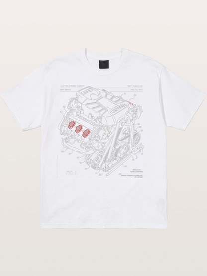 V6 TFSI Audi Powertrain Patent Drawing Cotton T-shirt