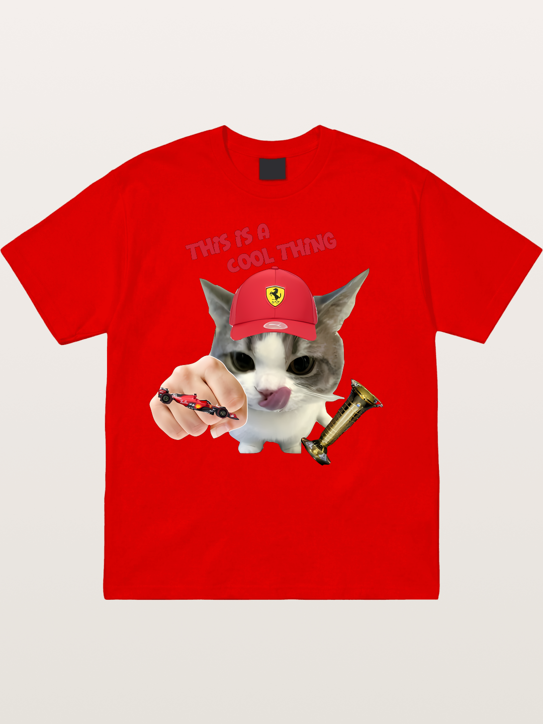 Ferrari Cat F1 Meme Cotton T-shirt