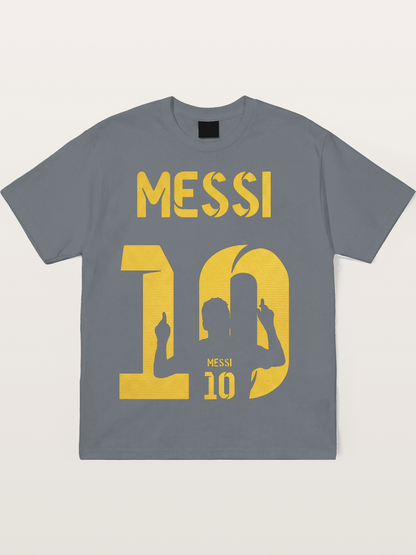 Messi No.10 Gold Silhouette Cotton T-shirt