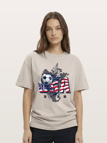 American Flag Soccer Map 2026 Cotton T-shirt
