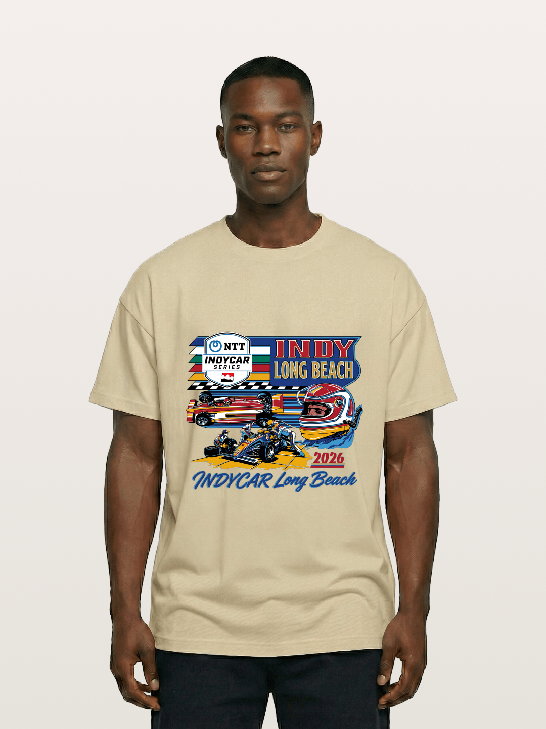 IndyCar Long Beach Vintage Art Gildan T-shirt