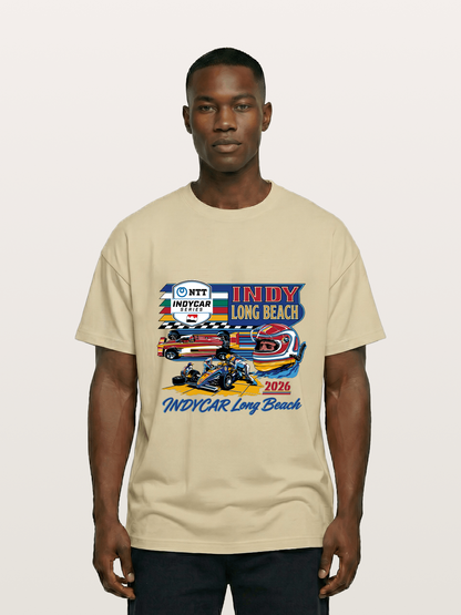 IndyCar Long Beach Vintage Art Gildan T-shirt