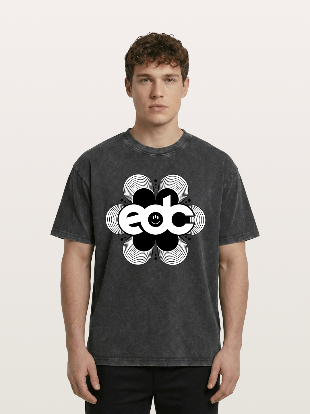 EDC Wavy Daisy Logo Design Washed T-shirt