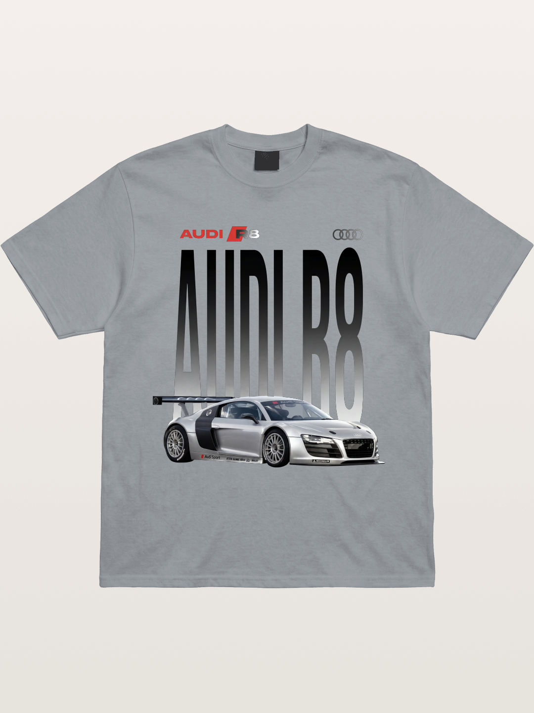 Silver Audi R8 GT3 Front Side View Gildan T-shirt