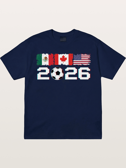 2026 WC USA Mexico Canada Flags Gildan T-shirt