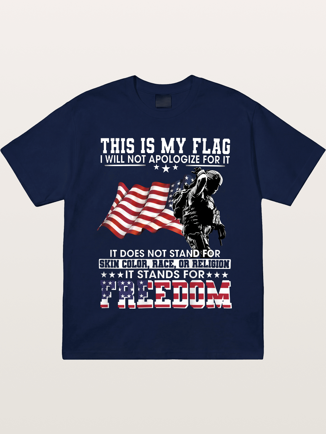 Freedom Soldier American Flag Silhouette Gildan T-shirt