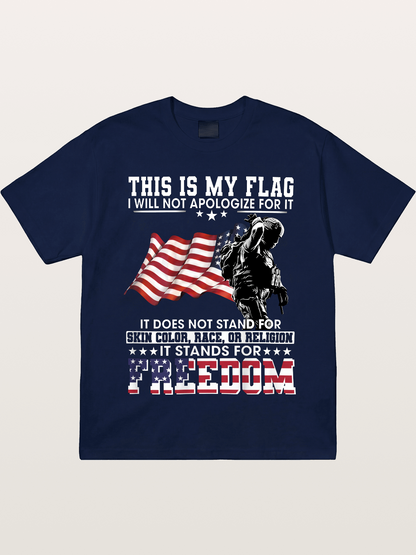 Freedom Soldier American Flag Silhouette Gildan T-shirt