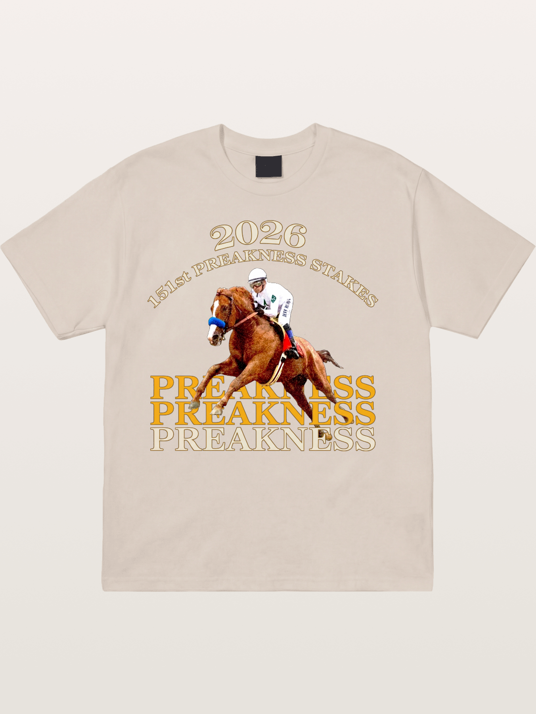 151st Preakness Jockey on Chestnut Horse Cotton T-shirt