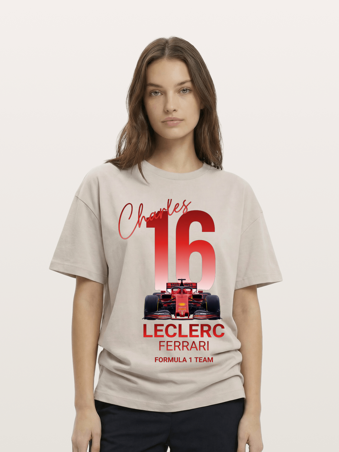 Charles Leclerc Ferrari 16 Art Cotton T-shirt