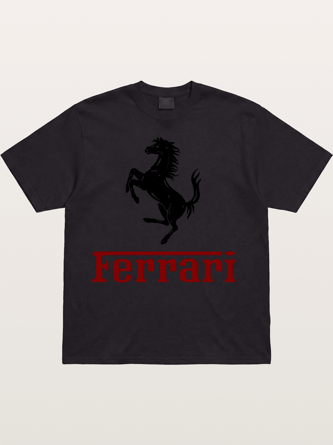 Ferrari Black Horse Logo Cotton T-shirt