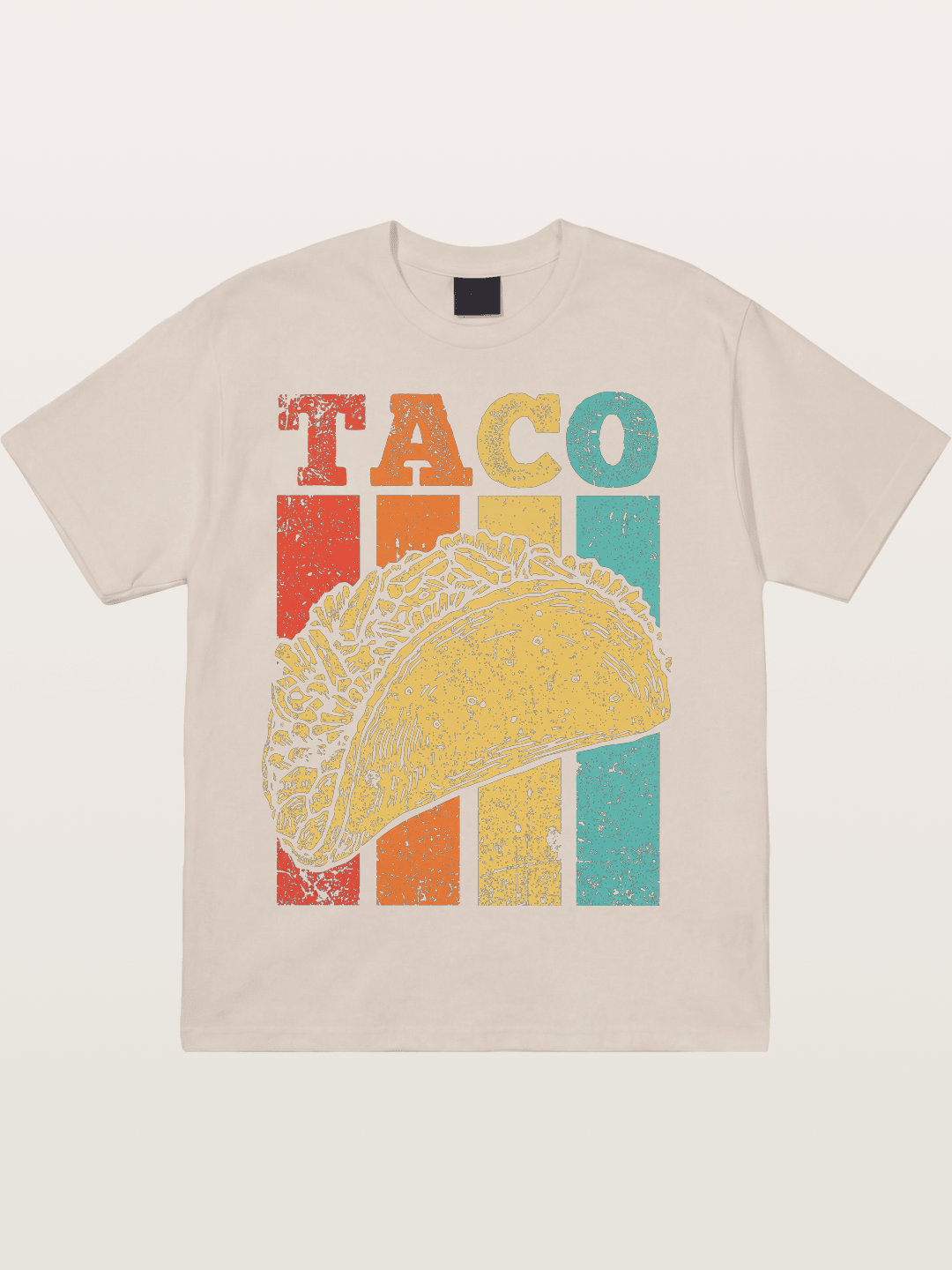 Vintage Taco Retro Stripes Food Cotton T-shirt