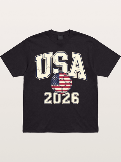 USA 2026 Cracked Letter Soccer Gildan T-shirt
