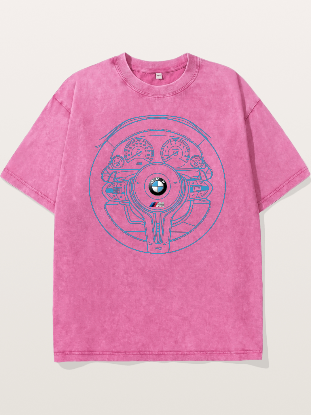 BMW M Vintage Steering Wheel Draft Washed T-shirt