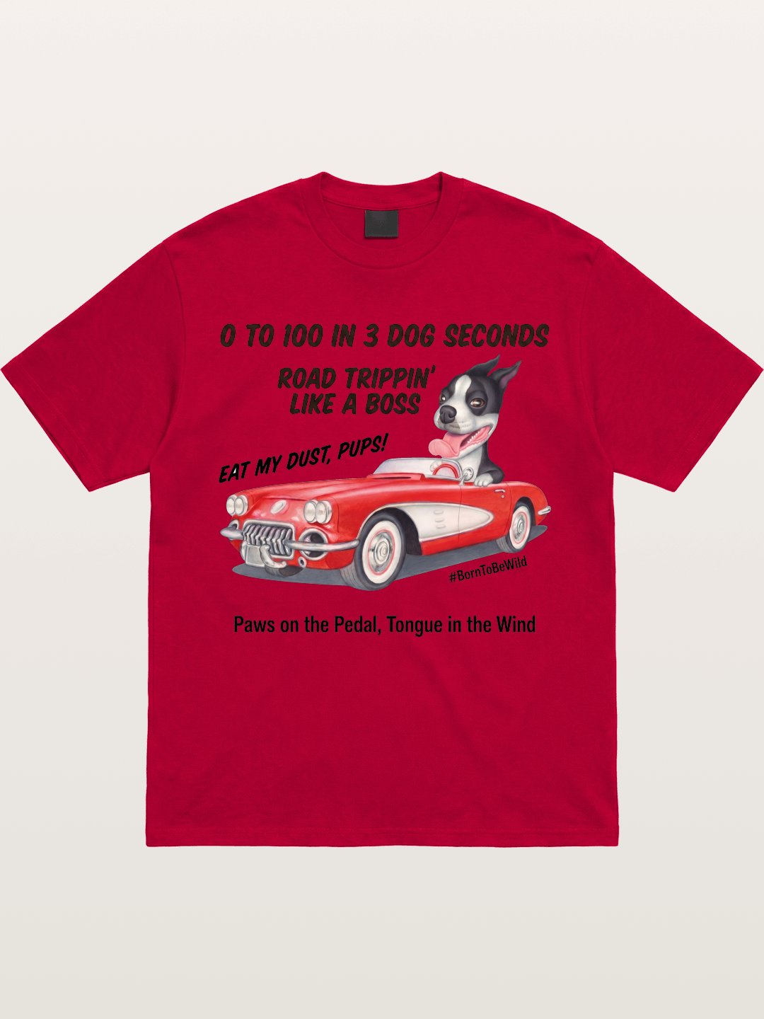 Dog Driving Corvette Road Trip Gildan T-shirt