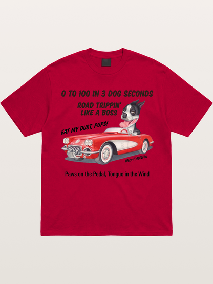 Dog Driving Corvette Road Trip Gildan T-shirt