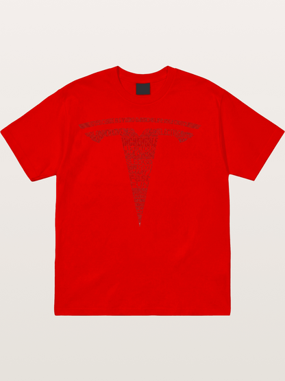 Tesla Word Cloud Heart Print Cotton T-shirt
