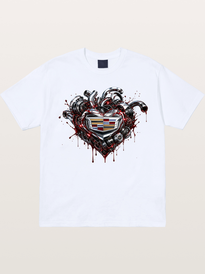 Cadillac Engine Heart Design Gildan T-shirt