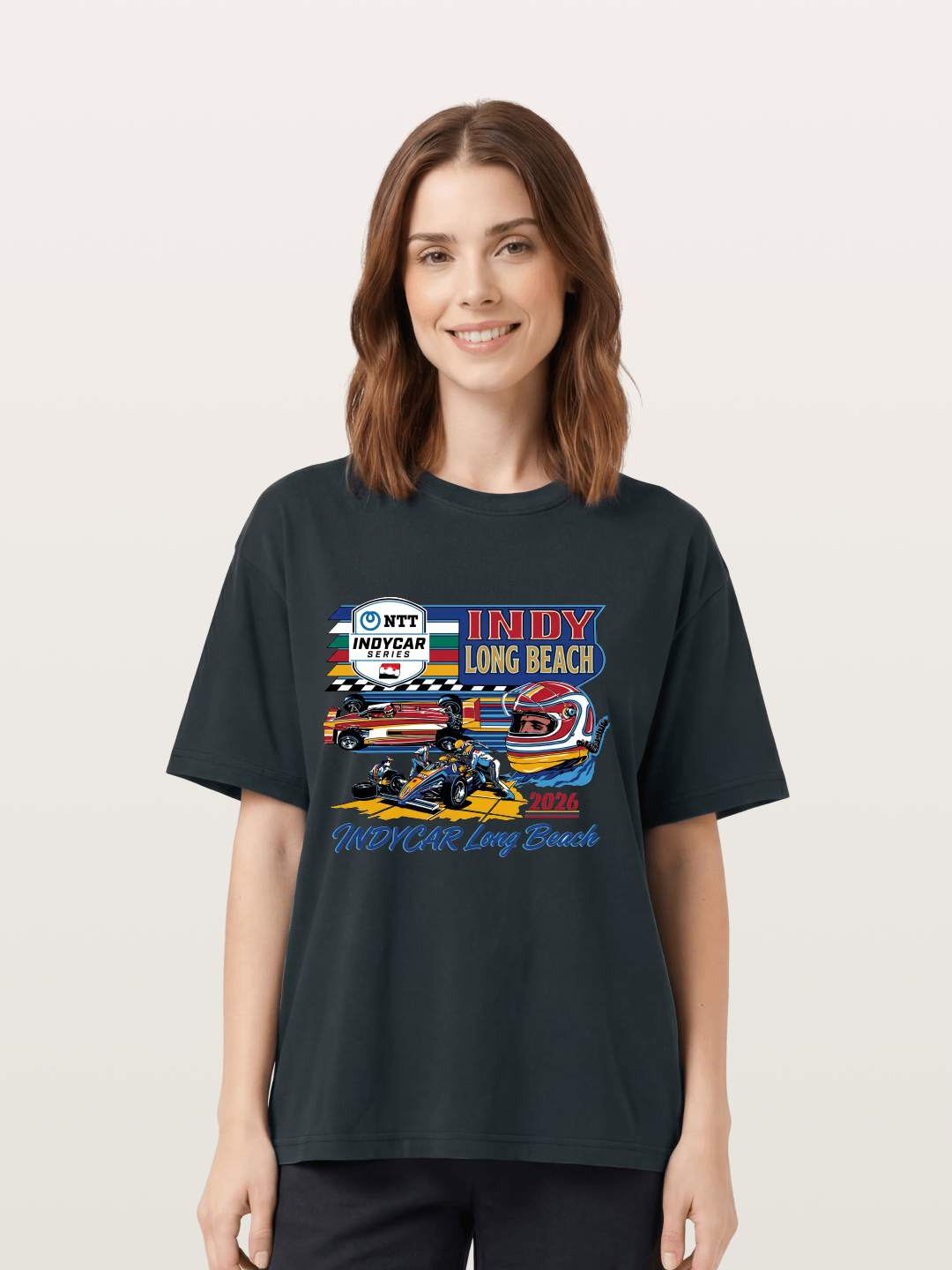 IndyCar Long Beach Vintage Art Gildan T-shirt